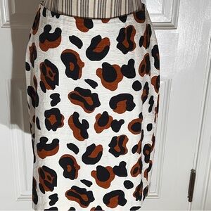 Talbots Black and Brown Animal Print Pencil skirt size 6 lined S178 NWOT